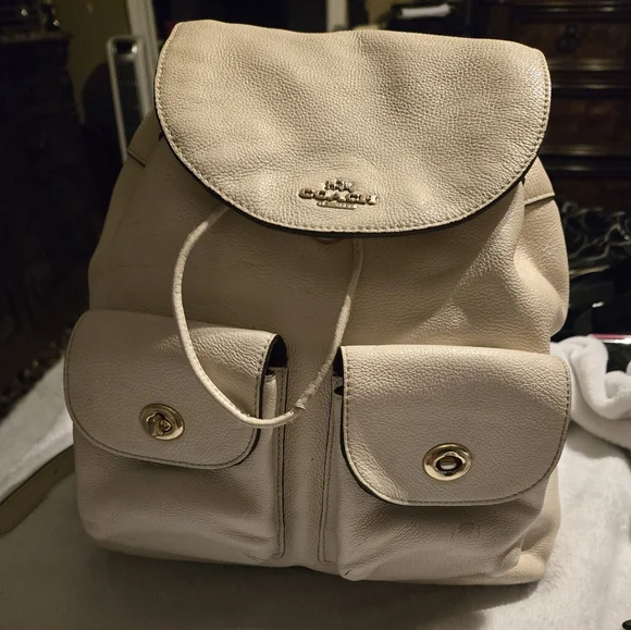Coach | Bags | Coach Cream Leather Backpack | Poshmark display picture 1